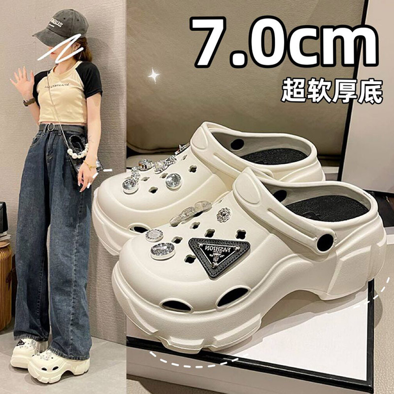 Cave shoes women's 2024 new explosions summer rhinestone bear cute thick bottom beach baotou half slippers wholesale Cave shoes women's 2024 new explosions summer rhinestone bear cute thick bottom beach baotou half slippers wholesale
