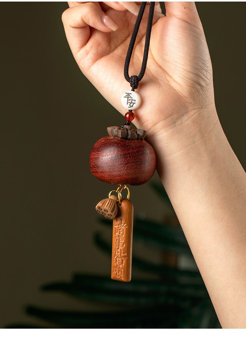 Rosewood Apple Rearview Mirror Pendant Car Pendant New Car Gift Persimmon Persimmon Ruyi Peace Brand Pendant Gift