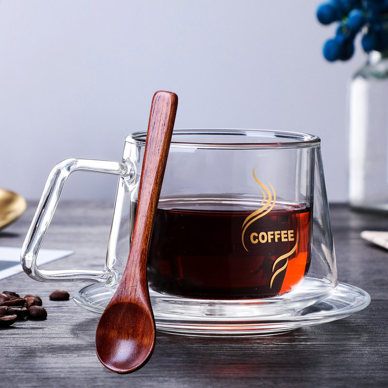 Borosilicate Glass Color Double-Layer Coffee Cup Mug Set Hot and Cold Resistant Glass Cup with Butterfly Coffee Cup