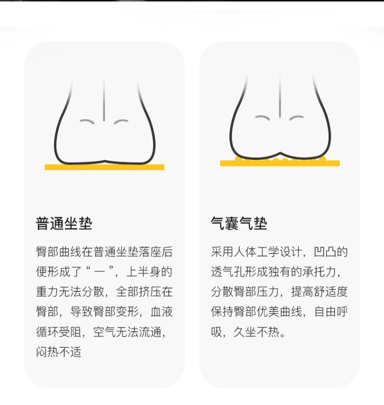Four Seasons Car Seat Cushion Universal Three-piece Comfortable Air Cushion Simple Thickened Single-piece Rear Breathable Seat Cushion Without Backrest