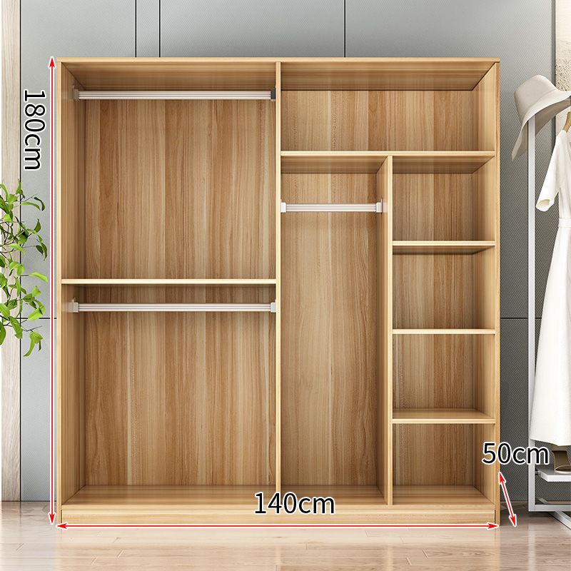 Wardrobe for Rental Housing, Home Use, Bedroom, Three-Door Assembled Wardrobe, Durable Single-Person Closet, Solid Wood Storage Cabinet