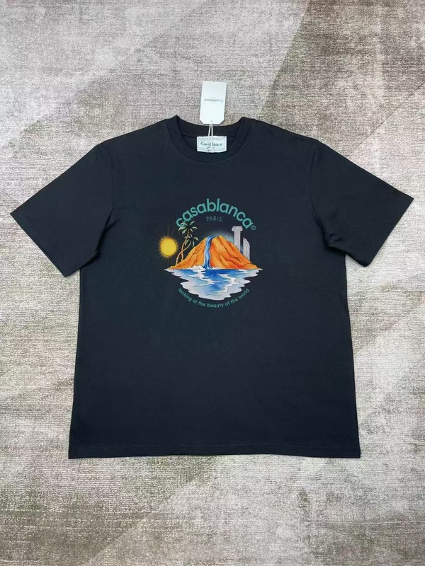 【260g】カサブランカプリント トレンド個性柄 メンズ レディース ゆったり半袖Tシャツ|undefined