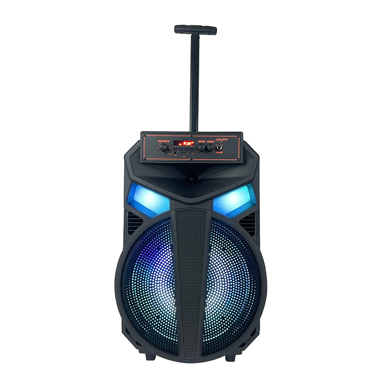 Gran promoción transfronteriza 12 pulgadas 20W altavoces al aire libre festival reunión Bluetooth con micrófono iluminación de atmósfera LED