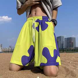 派大星同款速干短裤男生夏季宽松阔腿潮流沙滩裤运动五分裤子
