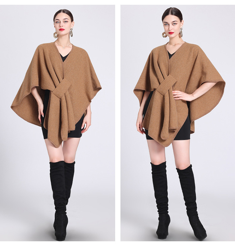 Mode Cape Cape mit Cape außen große Größe Strickjacke lose Mantel Frauen_voghion.com
