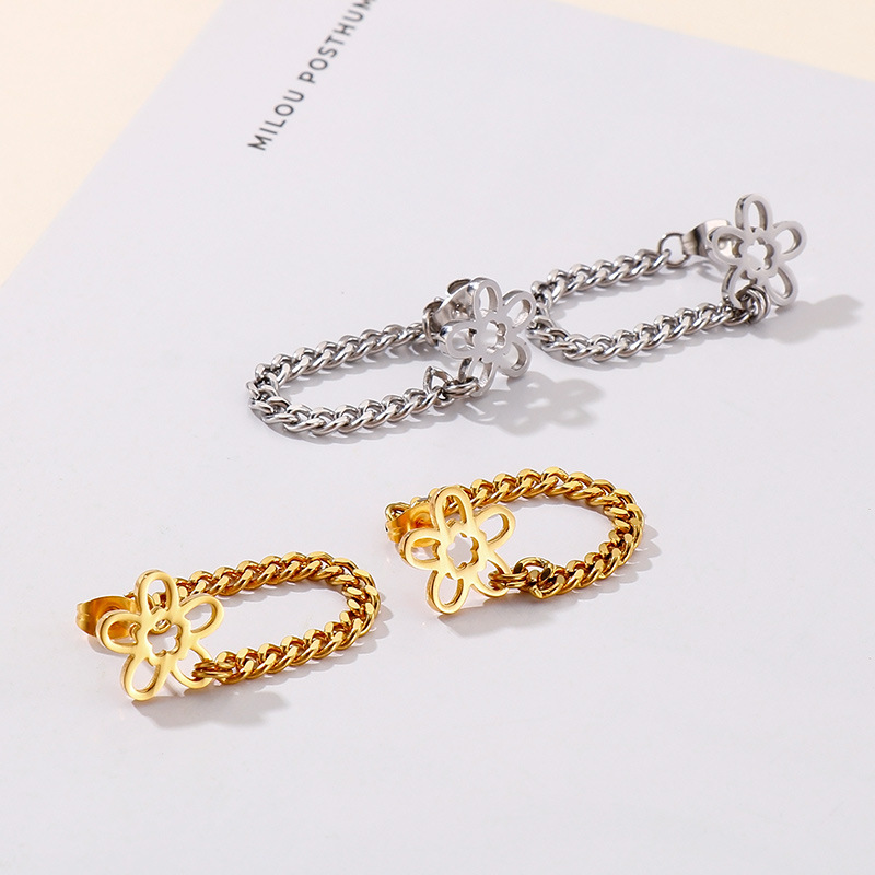 Fashion Flower Stainless Steel Earrings Plating No Inlaid Stainless Steel Earrings display picture 3