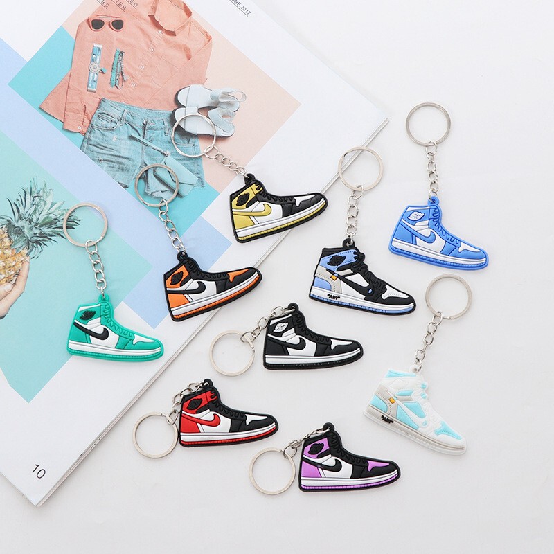 Wholesale Flat Aj Soft Rubber Keychain Jordan Basketball Shoe Pendant Student Backpack Accessories Key Chain Stylish