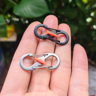 S-Shaped Buckle Outdoor Stainless Steel Backpack Hook Keychain Multi-Functional Mini Quick-Hook Buckle Anti-Falling Buckle with Lock