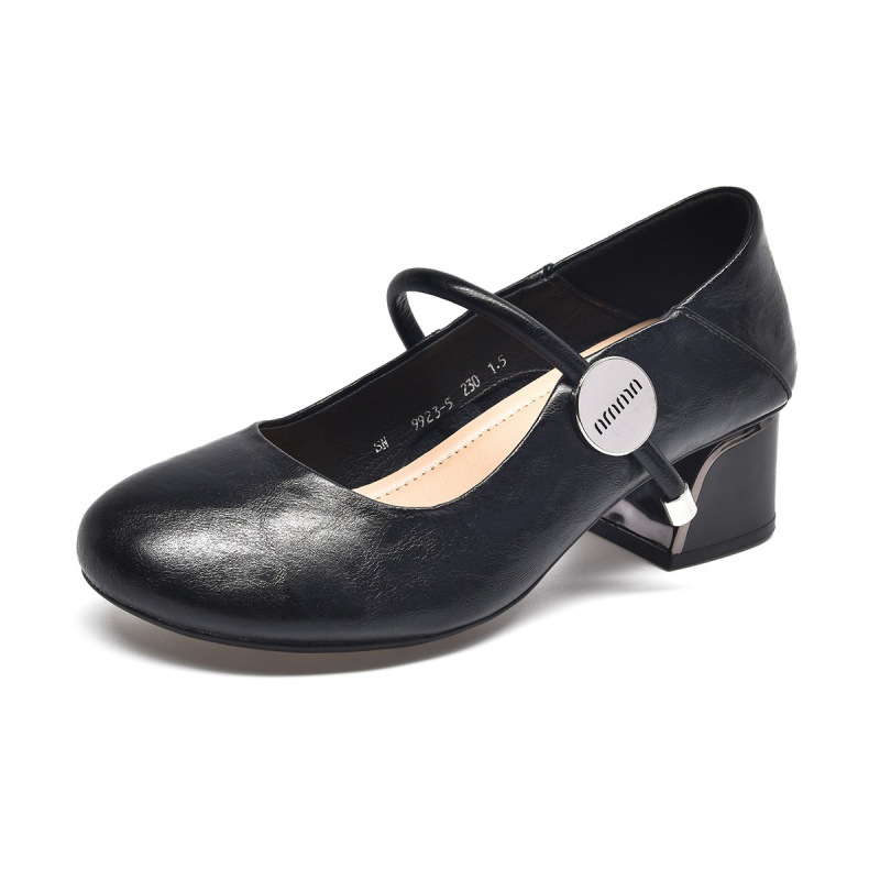 Retro Mary Jane Women's 2024 New Genuine Leather Soft Sole Granny Summer Versatile Flat Chunky Heel Mom Shoes_vogvips.com