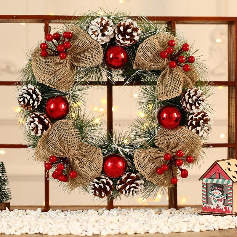 国境を越えた新しいクリスマス装飾花輪クリスマスガーランドホテルショッピングモール装飾ドア吊り松葉装飾品|undefined