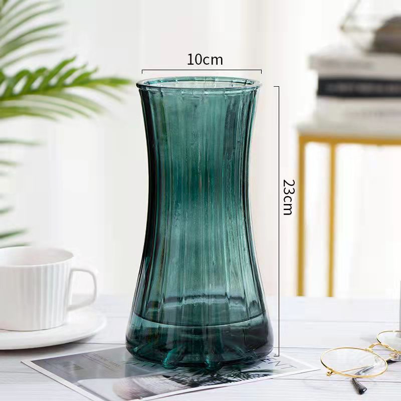 Jarrón transparente de estilo escandinavo de alta gama, de vidrio, con cultivo de agua, rico arreglo floral de lirios de bambú, decoración de escritorio.