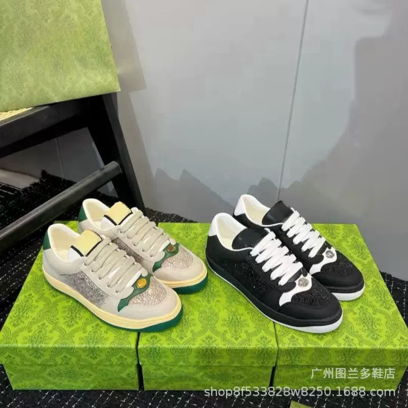 高版本g家老花复古做旧脏脏鞋女情侣厚底增高休闲真皮运动板鞋男