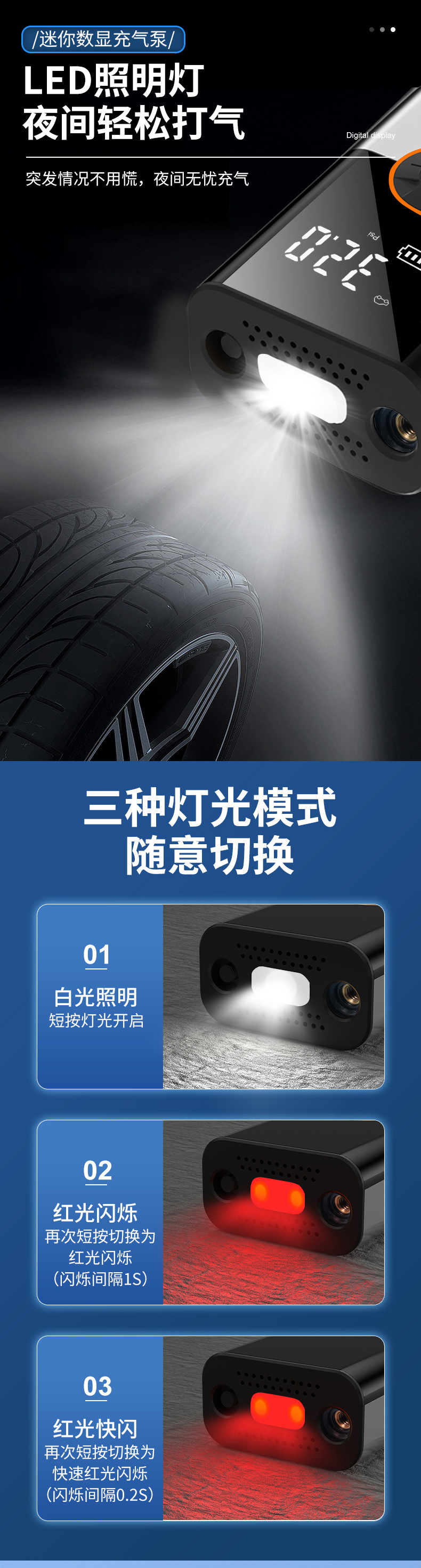 Cross-Border New Car Air Pump, Large Capacity, Portable Handheld Car Air Pump, Wireless Digital Display Tire Inflator