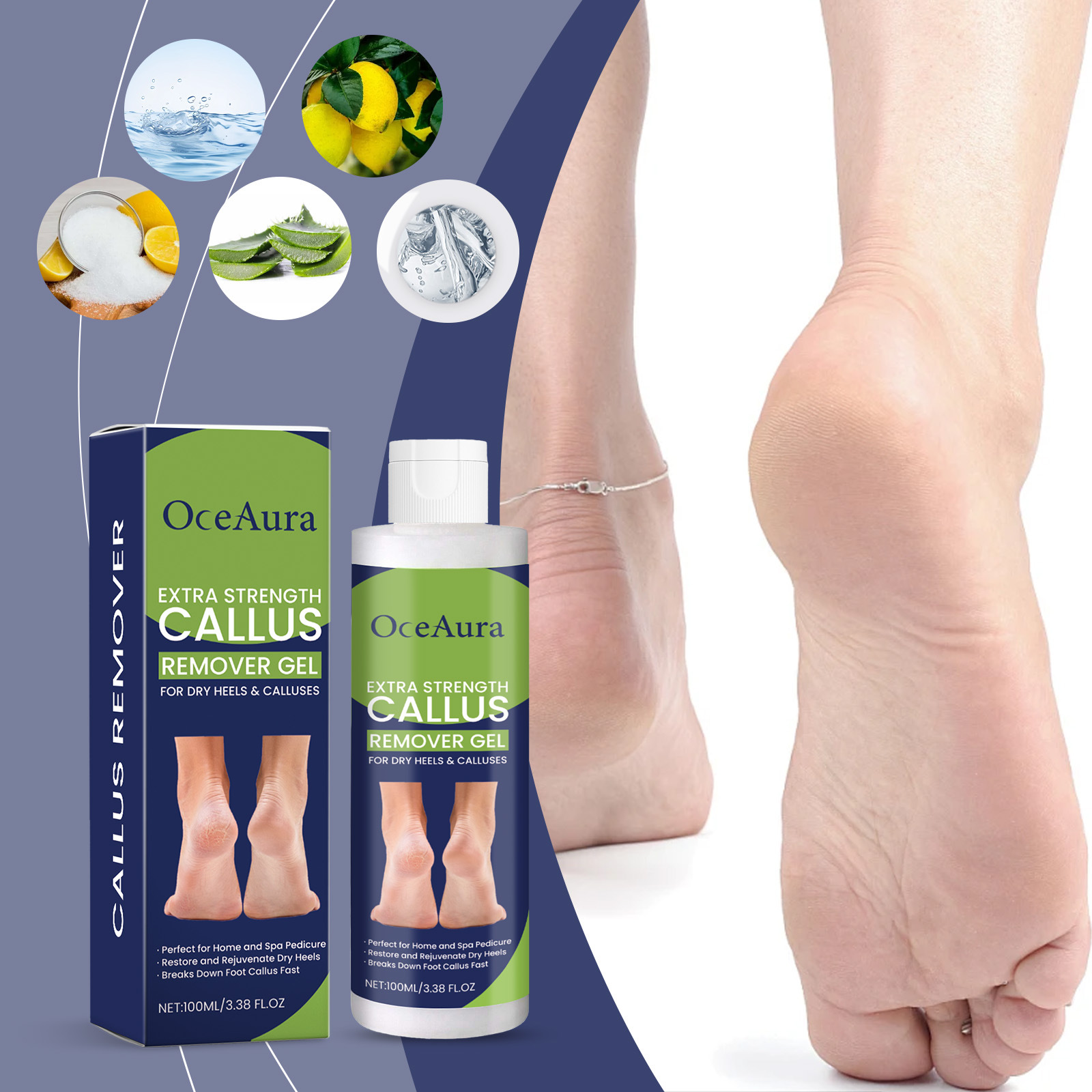 OceAura Fußpflege-Gel, sanft reinigendes, feuchtigkeitsspendendes Fußmassage-Pflegegel für die tägliche Anwendung_voghion.com