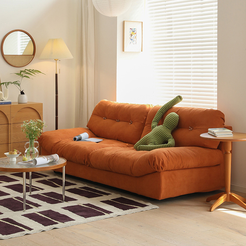 Nube italiana sofá crema estilo minimalista diseñador abajo sala de estar pequeño apartamento fila recta sofá de tela Foshan