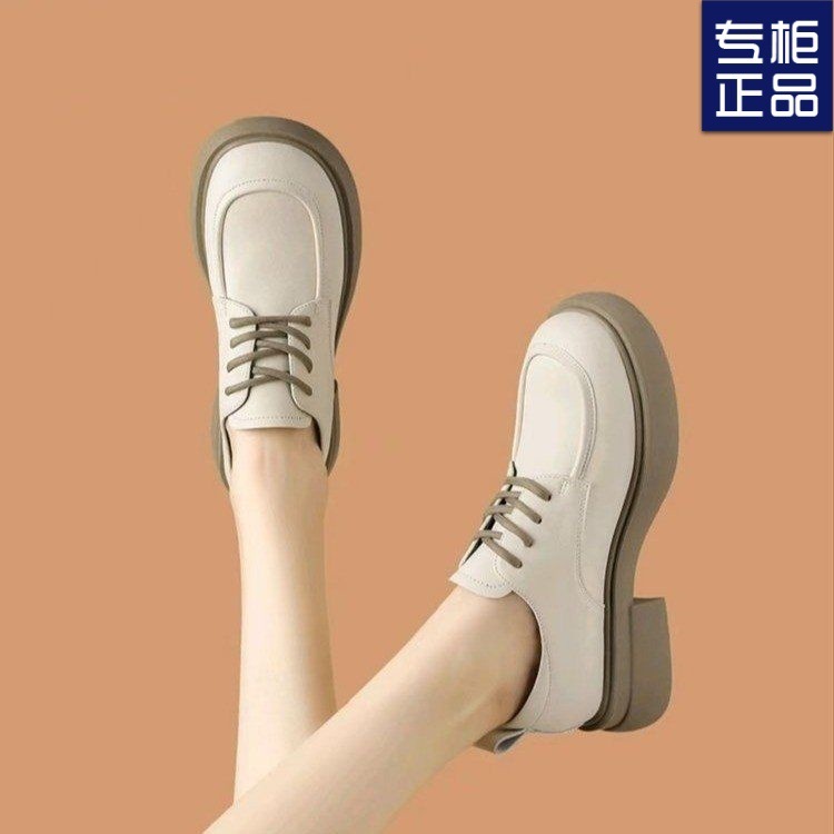 法式厚底增高粗跟上班小皮鞋女2025新款春季单鞋英伦风乐福鞋|undefined