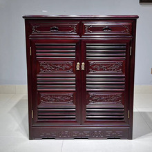 鞋柜家用室内 酸枝木鞋柜镂空透气实木靠墙收纳柜红木高端储物柜