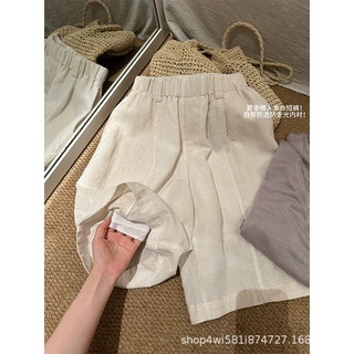 莱赛尔天丝亚麻五分短裤女夏薄款高腰显瘦宽松花苞老钱风阔腿中裤