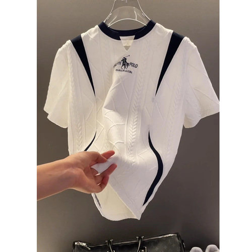 【European Station Light Luxury】Summer Men's High Street Fashion Versatile American Trendy Limited Crew Neck Short Sleeve T