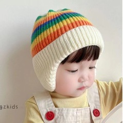 Children's Hat Autumn Winter Girls' Cap Korean Style Knitted Hat Colorful Wool Hat Boys Baby Warm Ear Protection Hat Trendy