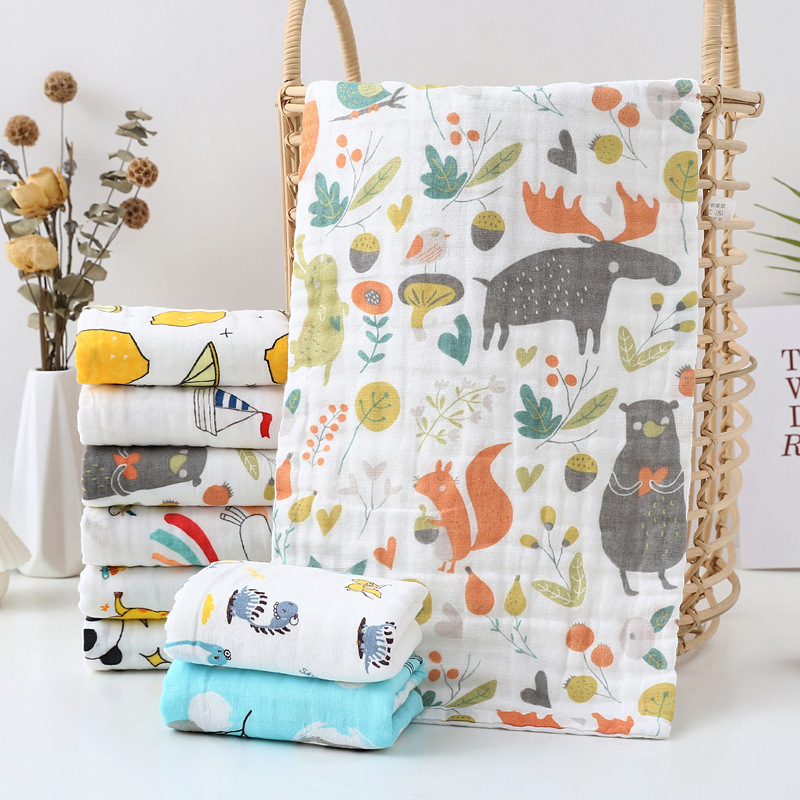 Every day cotton six-layer towel gauze high density printing baby face wipes cotton saliva towel Every day cotton six-layer towel gauze high density printing baby face wipes cotton saliva towel