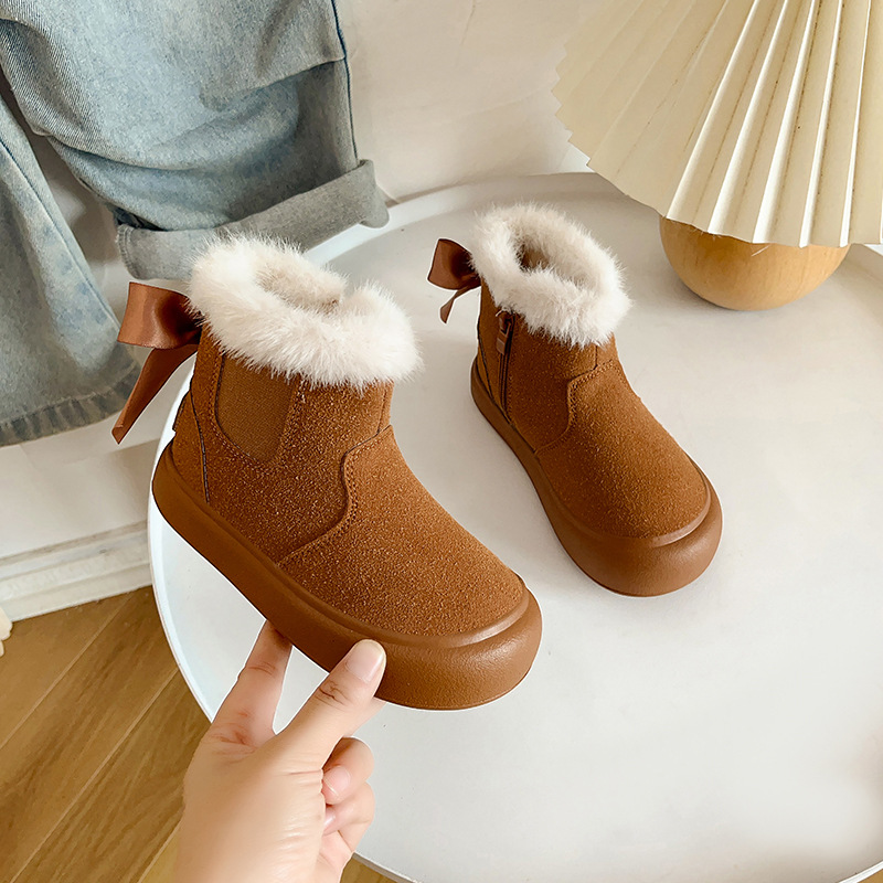 Botas de nieve para niños 2024 invierno nuevos zapatos de invierno para niñas zapatos de algodón de nieve para niñas zapatos de peluche zapatos para niños
