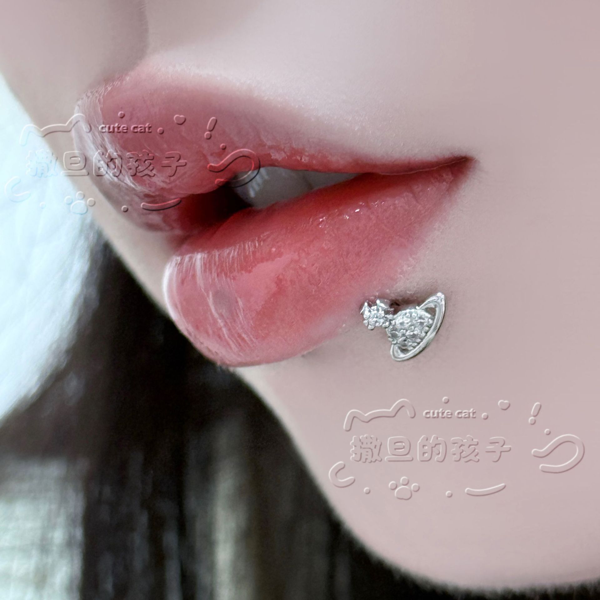 Pointed labret stud close-up product detail