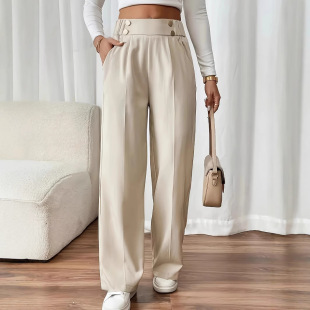 Amazon Hot-selling 2025 New Draping Casual Pants High Waist Trousers Loose Style Straight Women's Small