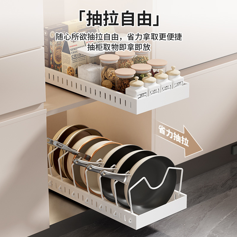 Cross-Border Kitchen Storage Rack Household Pull-Out Pot Lid Pot Storage Rack Countertop Multi-Functional Cabinet Inner Pot Rack
