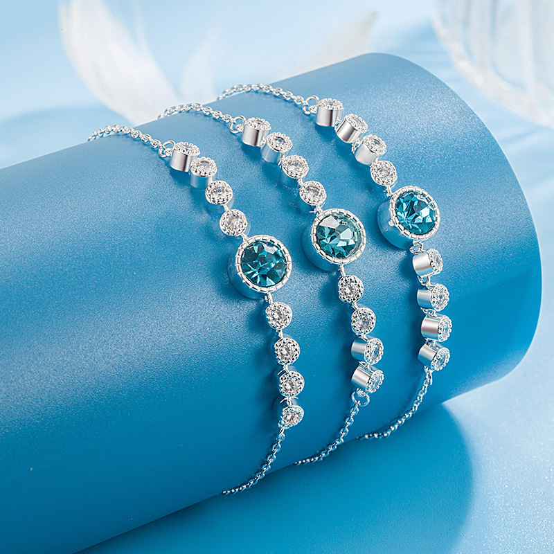New Ocean Heart Bracelet for Women, Fashionable and Versatile Swarovski Crystal Bracelet, Student Best Friend Jewelry, Lover's Gift