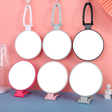 化妆镜台式桌面梳妆镜便携折叠双面镜放大美容手柄镜可印LOGO镜子
