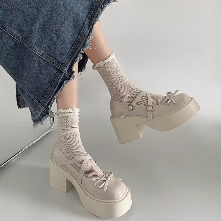 黑色蝴蝶结小皮鞋女25年夏季新款日系厚底百搭珍玛丽珍单鞋|undefined