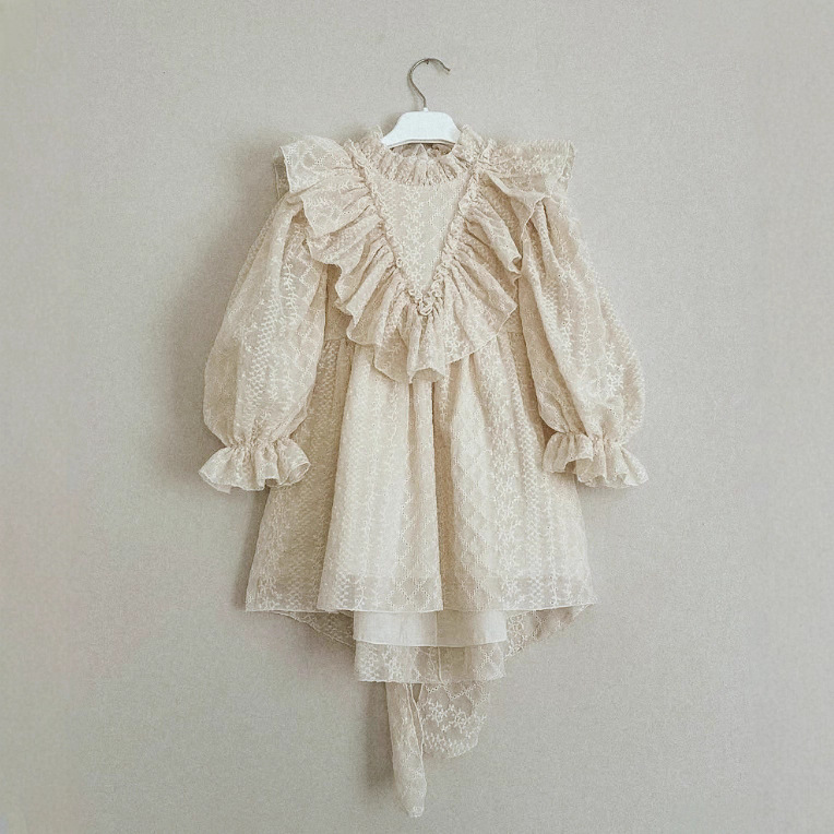 2025Ins Russian Spring & Fall Girls Lolita Skirt Jk Lace Embroider Lined Palace Style Dress