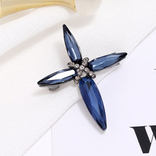韩国十字水晶高档胸针女气质百搭简约别针防走光胸花轻奢西服配饰