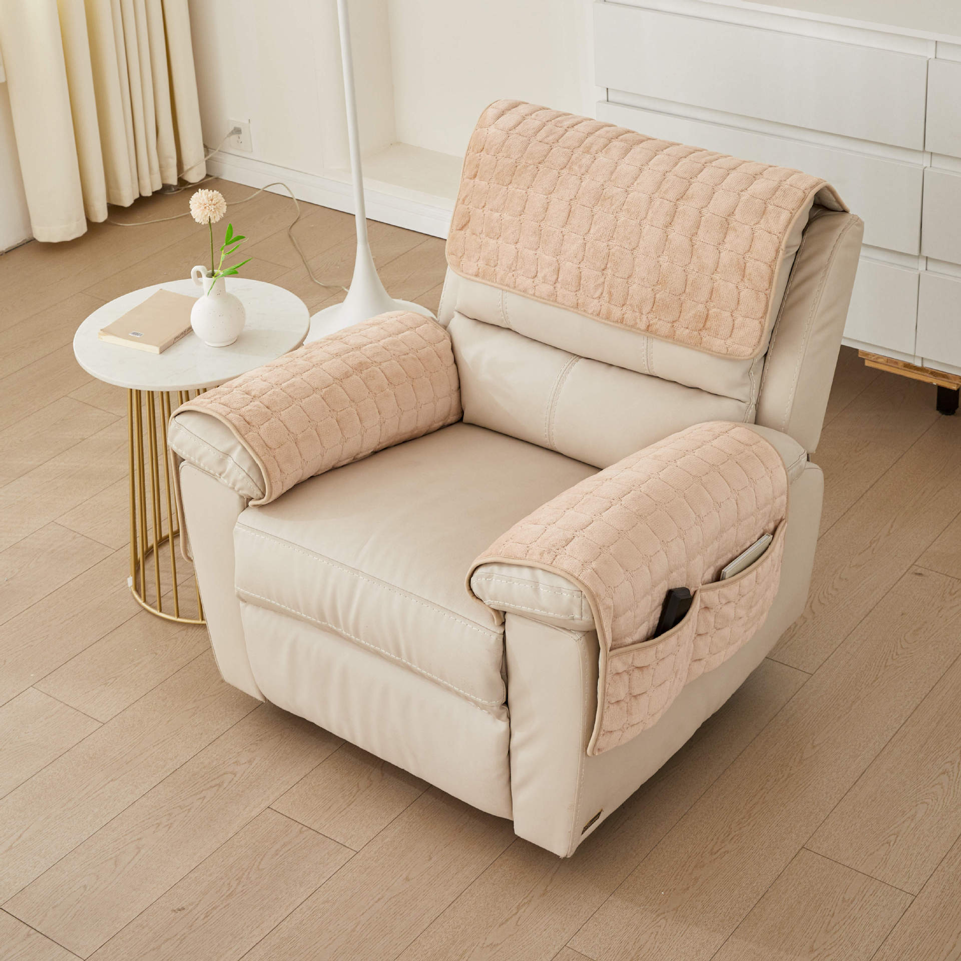 Headrest Cushion And Armrest Cover Three Piece Set For Sofa_voghion.com