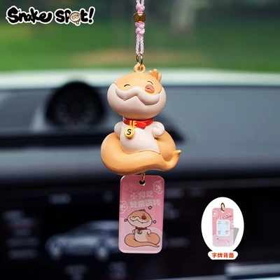 Authentic Year of the Snake Puppy Snake Dot Car Car Pendant Creative Straw Hat Doll Rearview Mirror Pendant Gift in the Car (Car hanging) - puppy-snake-life-daily-series-car-hanger-forkch-style-opp-bag-packaging