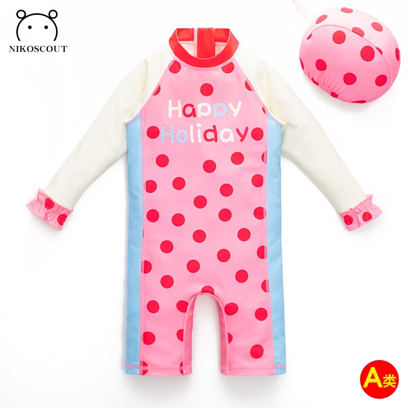 Baby Swimsuit Baby Princess Girl Class a High-Looking Toddler Swimsuit Long-Sleeved Sun Protection One-Piece 2-Year-Old Summer Quick-Drying