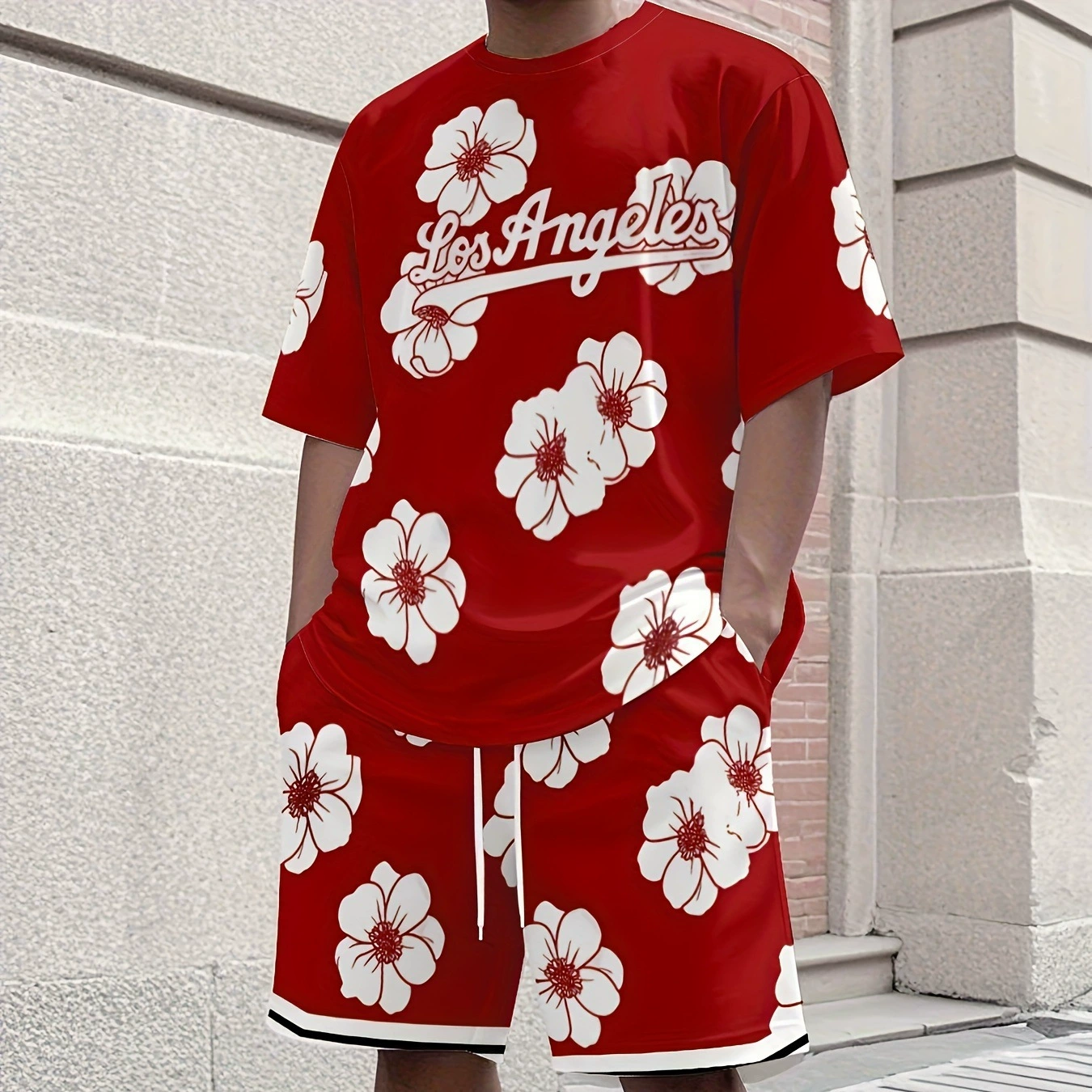 Мужские красочные принты повседневные костюмы с круглым вырезом с короткими рукавами футболки шорты дышащие мягкие летние спортивные костюмы на открытом воздухе