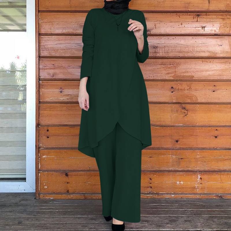 Women's Oversized Lounge Set Long Sleeve Top And Relaxed Trousers_voghion.com