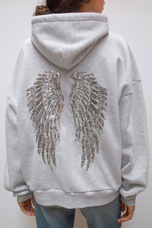Angel Wing Sequin Hoodie & Pants Set – Women's 2025 Trendy Streetwear (V-Neck, Sleeveless, Polyester, Oversized Fit, S-Xxxl)_ecoleips.com