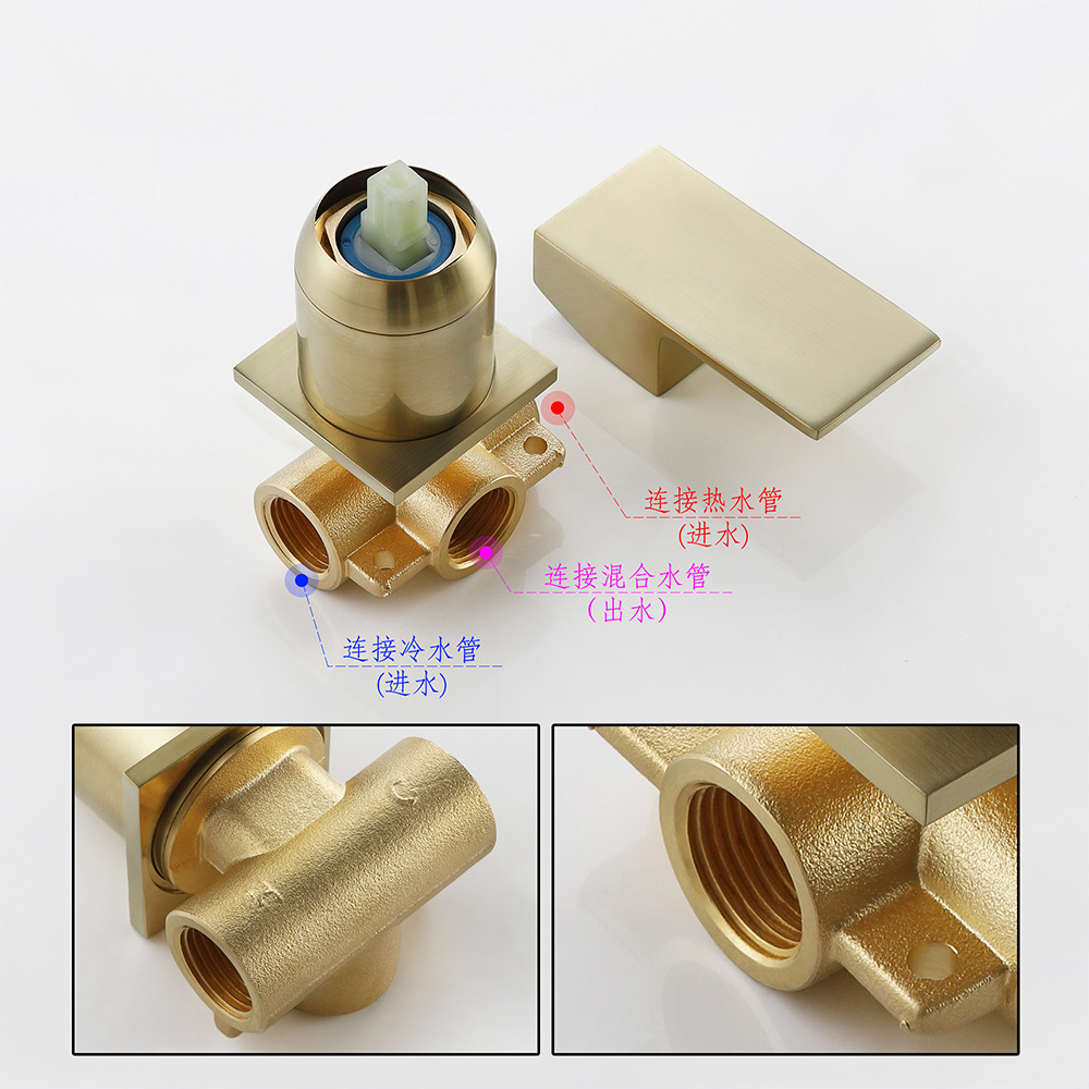 Cross-border brass washbasin faucet waterfall water outlet single, cold and hot mixed water is concealed in the wall-mounted bathroom countertop basin undefined