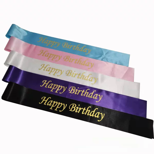 Cross-Border Hot-Selling Birthday Party Ribbon Custom-Made Happy Birthday Birthday Party Decoration Shoulder Ribbon Etiquette Ribbon
