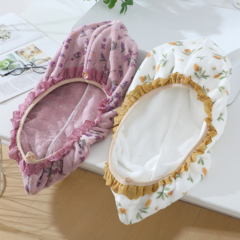 Bonnet de douche en polaire corail, absorbant, à séchage rapide, tendance et mignon, style influenceuse._voghion.com