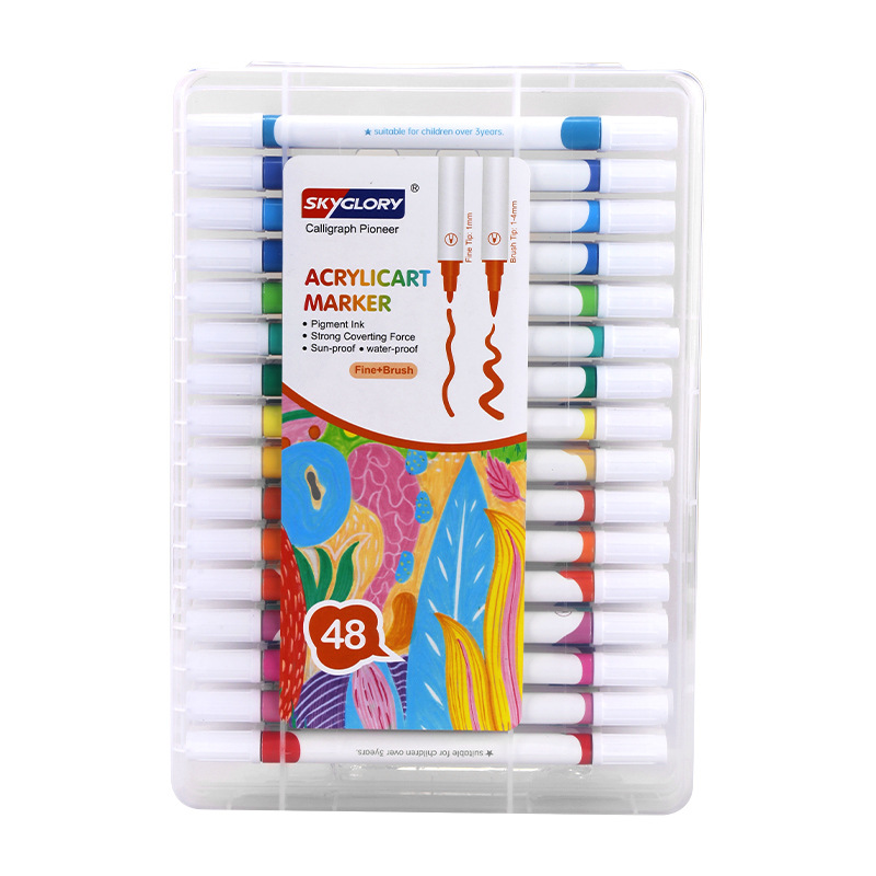 Niños bricolaje arte suministros acuarela pluma fabricante Amazon Venta caliente estudiante pintura pluma de acrílico de doble cabeza