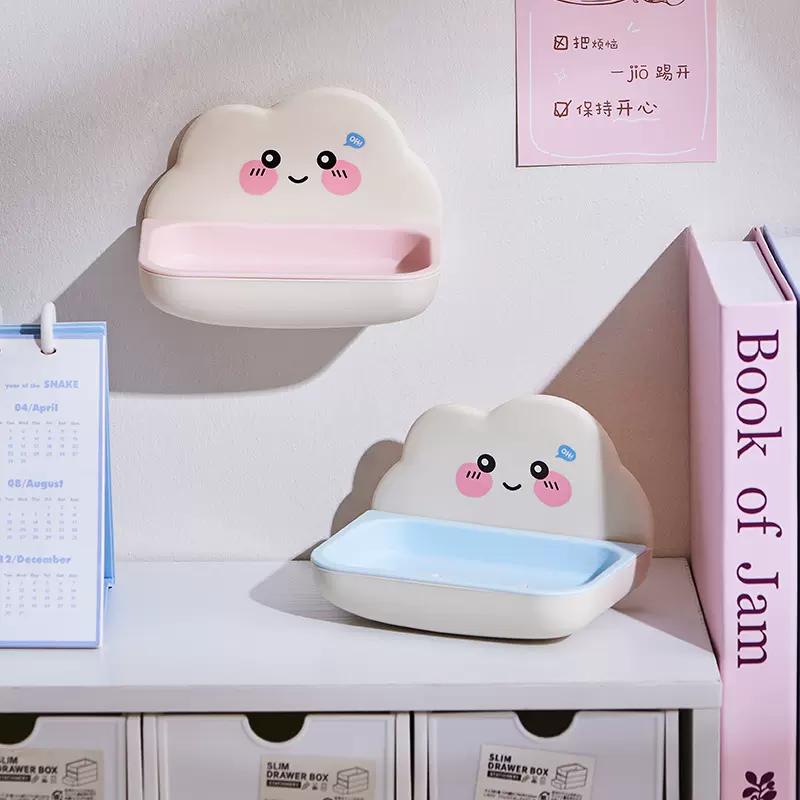 沥水肥皂盒免打孔壁挂式香皂置物架浴室卫生间创意云朵双层皂盒