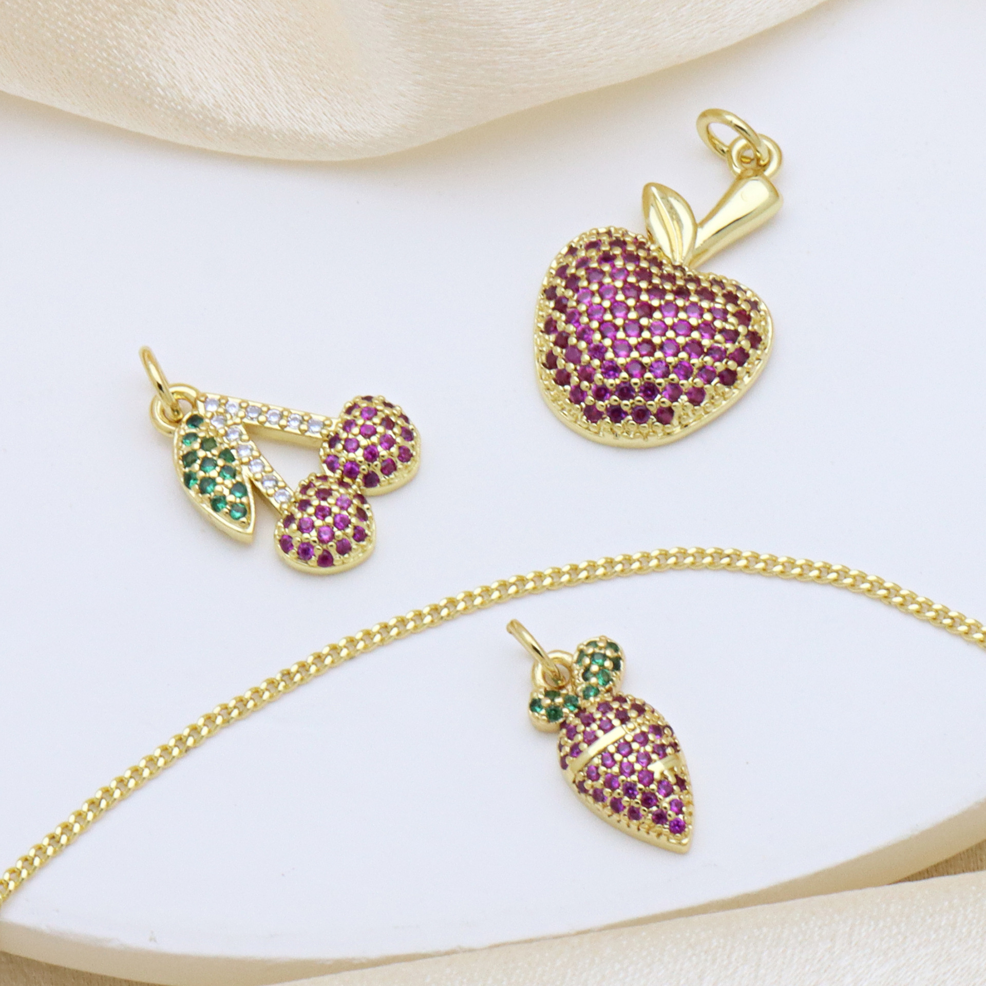 2g Weight Pendant Jewelry Making Type 7 * 18mm Jewelry Making Size Zircon Inlay Material DIY Jewelry Accessories Classification 1 Piece Quantity Copper Material Christmas Festival Cherry, Carrot, Strawberry Pattern Inlay Design IG Style Style 1 Piece 7 * 18mm Copper Zircon Cherry Carrot Strawberry Pendant 2