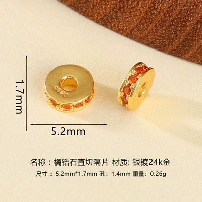 Making DIY Silver Accessories, Zərgərlik ara hissələri - 5mm-orange-zirconia-straight-cut-spacer-beads