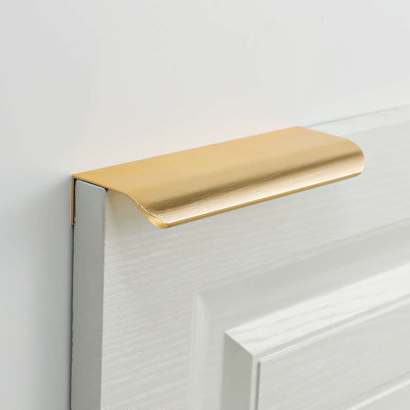 Leather-look black and gold aluminum invisible handle for cabinet doors and drawers, wardrobe extended side edge handle