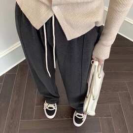 窄版阔腿裤女春秋加绒加厚垂感拖地裤小个子宽松显瘦直筒休闲裤子