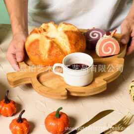 叶子木制上菜盘感恩节竹制托盘木制零食奶酪熟食板分段木秋叶盘